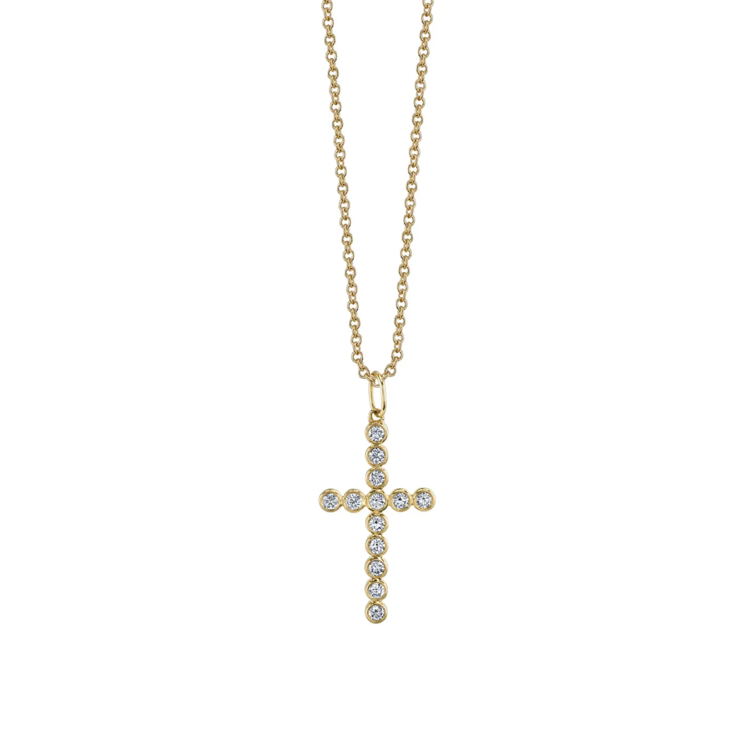 Gold & Diamond Bezel Cross Charm