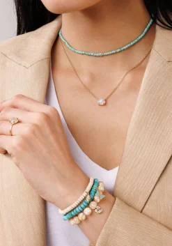 Gold & Diamond Bezel Eternity Rondelle Turquoise Choker