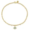Gold & Diamond Bezel Eye Anklet with Turquoise