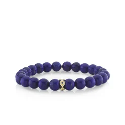 Gold & Diamond Bezel Eye Rondelle on Lapis