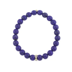 Gold & Diamond Bezel Eye Rondelle on Lapis