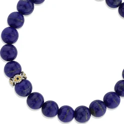Gold & Diamond Bezel Eye Rondelle on Lapis