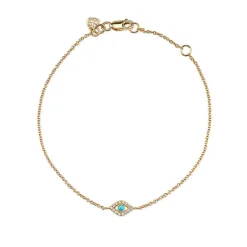 Gold & Diamond Bezel Large Eye Bracelet