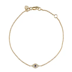 Gold & Diamond Bezel Large Eye Bracelet