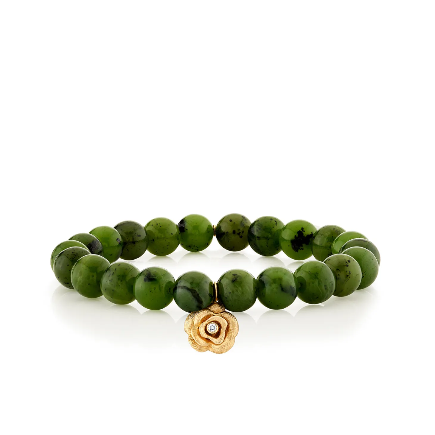 Gold & Diamond Bezel Rose on Canadian Jade