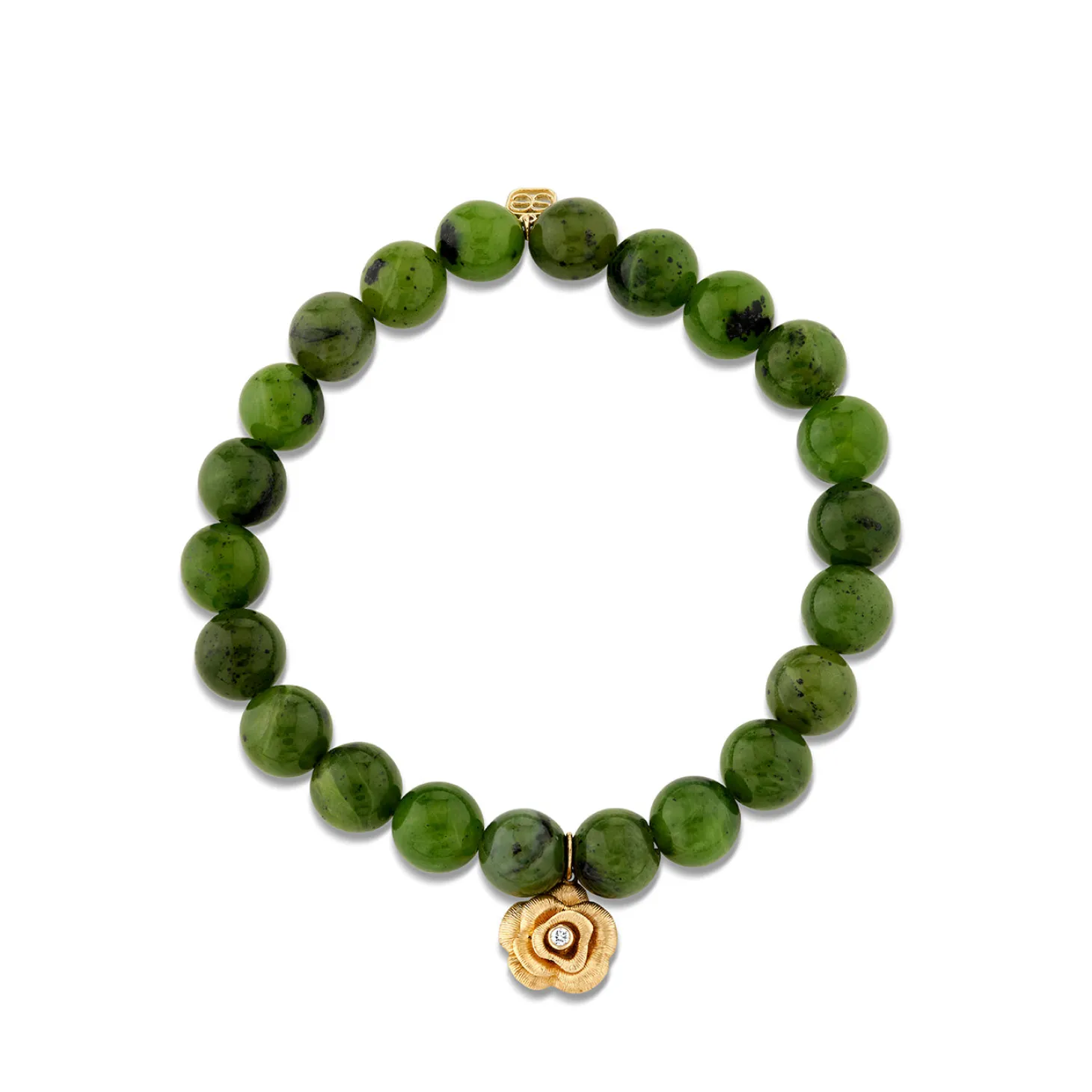 Gold & Diamond Bezel Rose on Canadian Jade