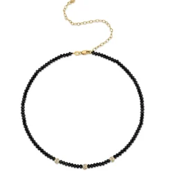 Gold & Diamond Black Spinel Choker