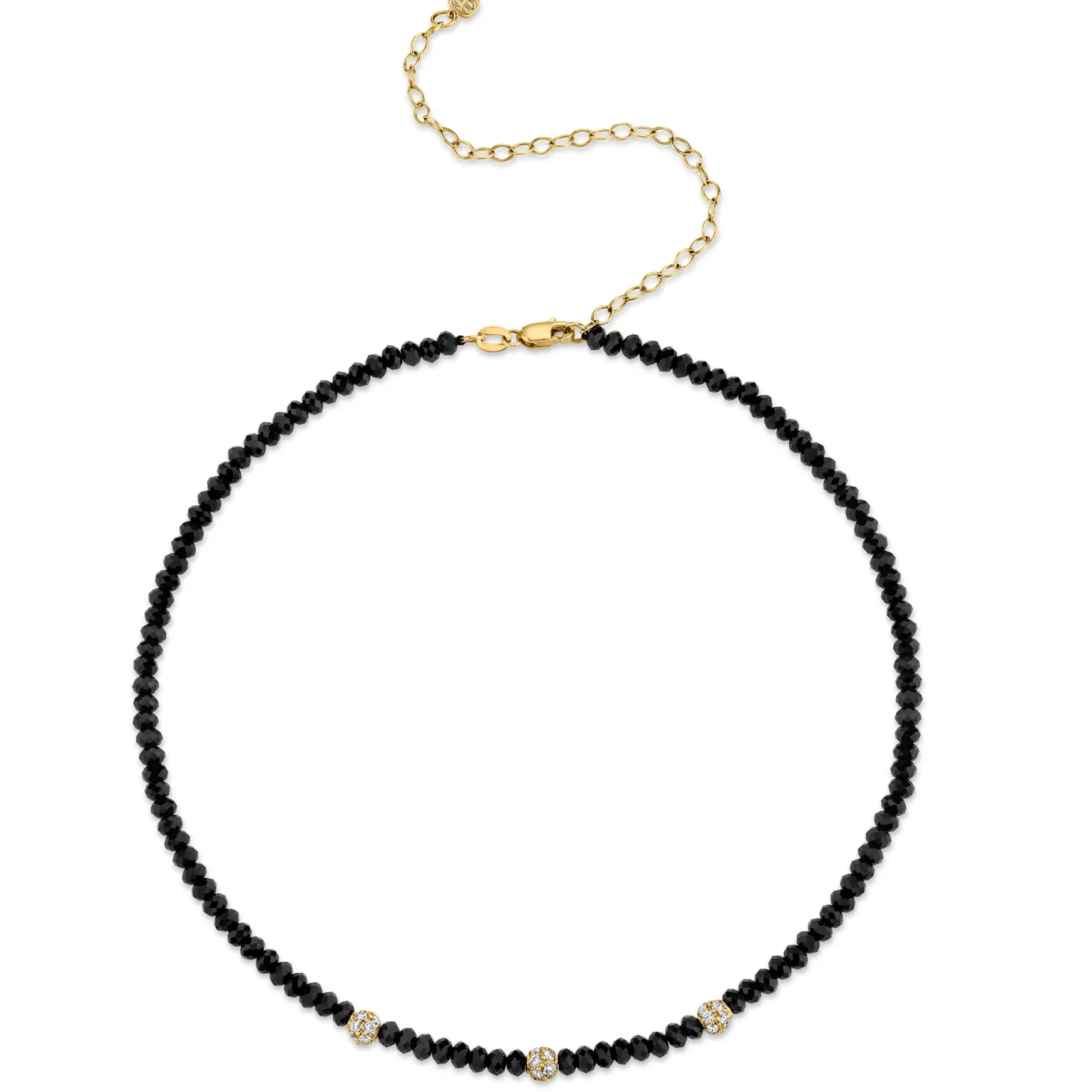 Gold & Diamond Black Spinel Choker