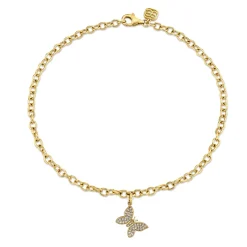 Gold & Diamond Butterfly Anklet