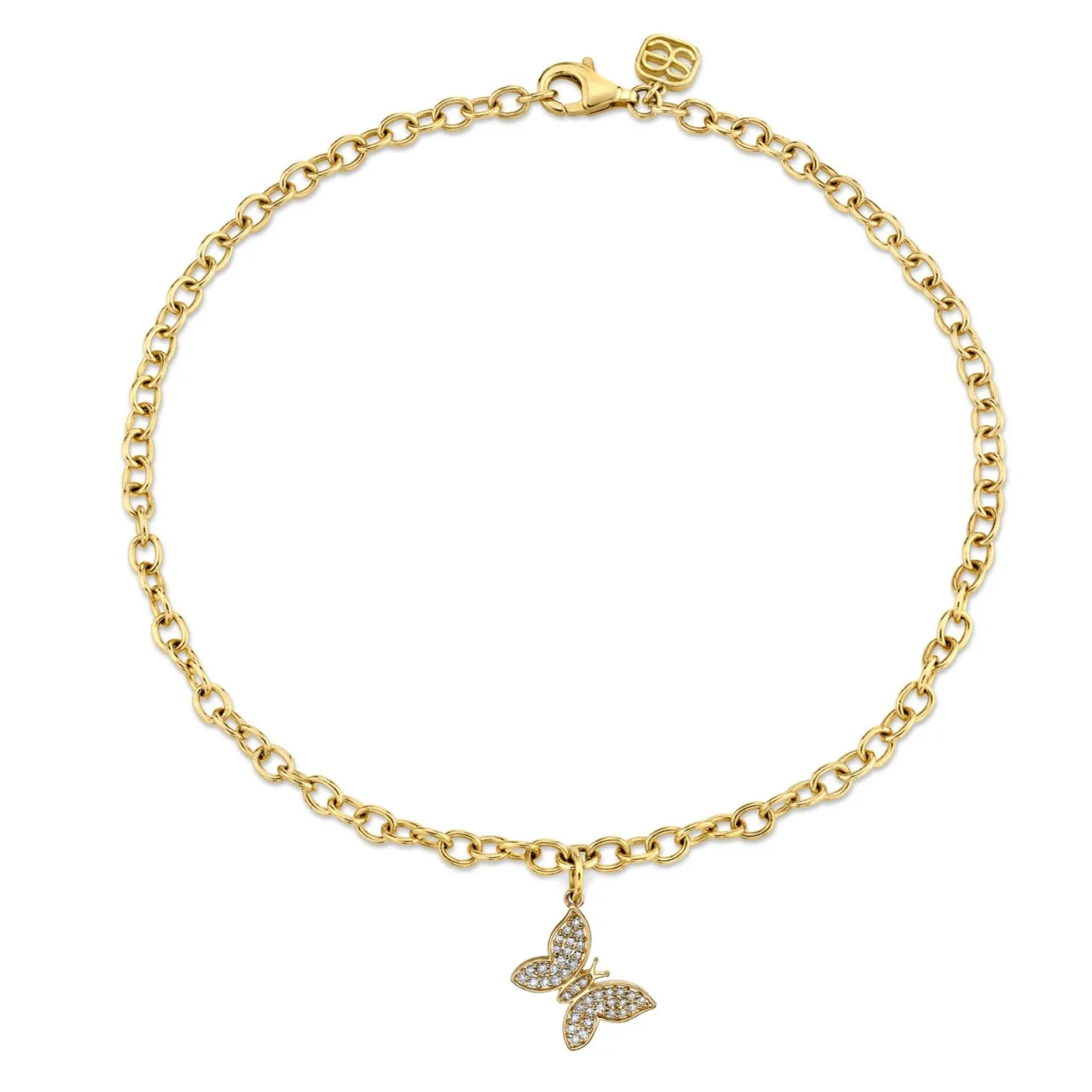 Gold & Diamond Butterfly Anklet