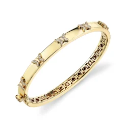 Gold & Diamond Butterfly Bangle