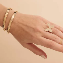 Gold & Diamond Butterfly Bangle