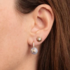 Gold & Diamond Butterfly Blue Lace Agate Earrings