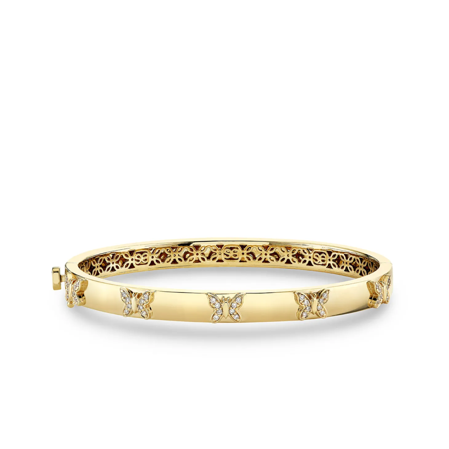 Gold & Diamond Butterfly Bangle