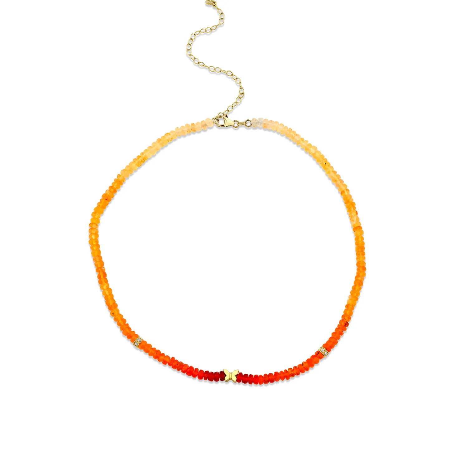 Gold & Diamond Butterfly Fire Opal Choker Necklace