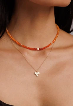 Gold & Diamond Butterfly Fire Opal Choker Necklace