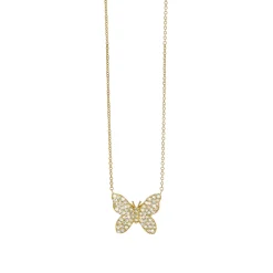 Gold & Diamond Butterfly Necklace