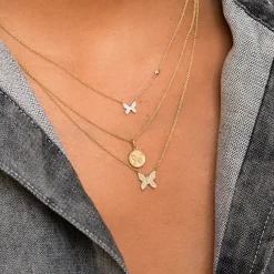 Gold & Diamond Butterfly Necklace