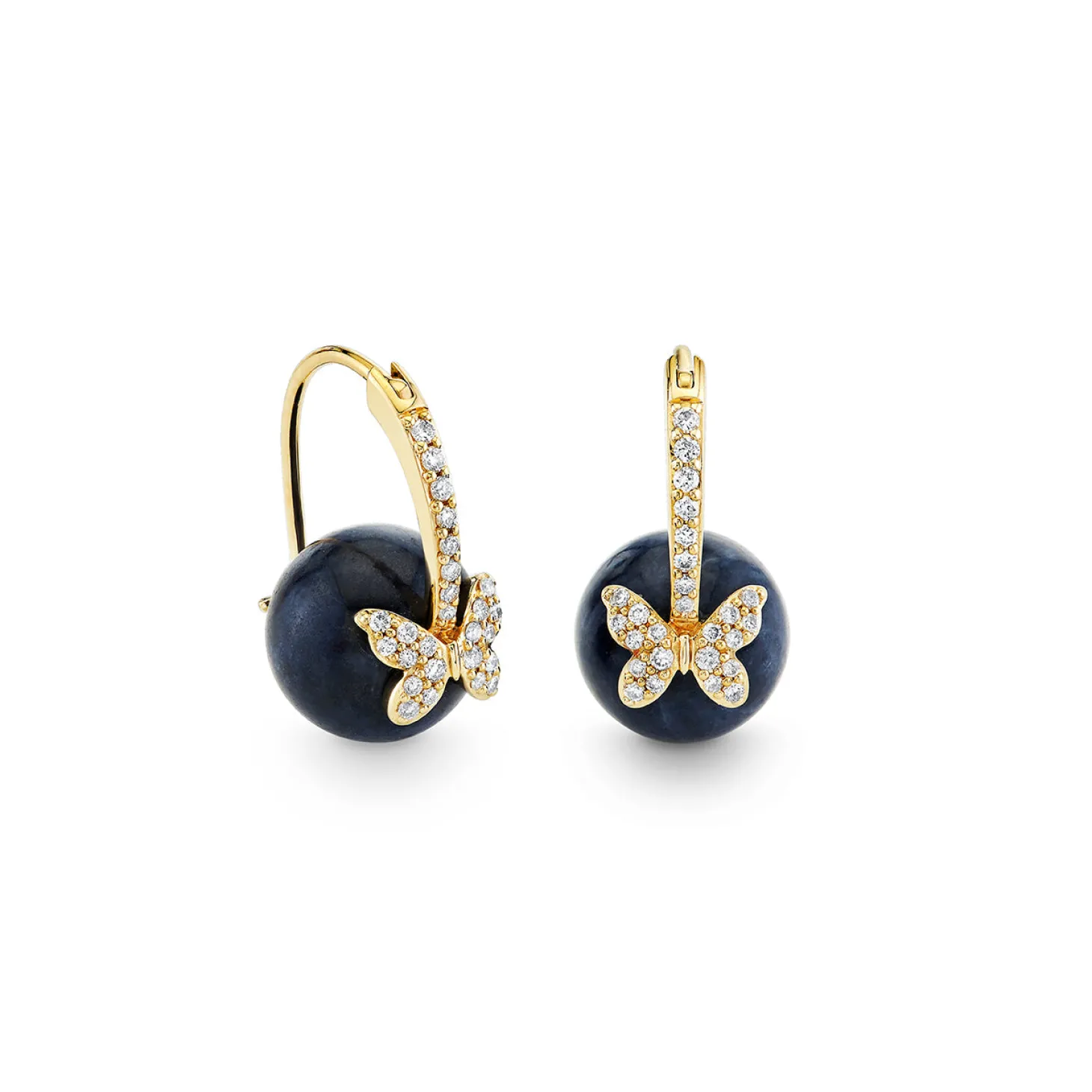 Gold & Diamond Butterfly Sapphire Earrings
