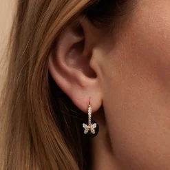 Gold & Diamond Butterfly Sapphire Earrings