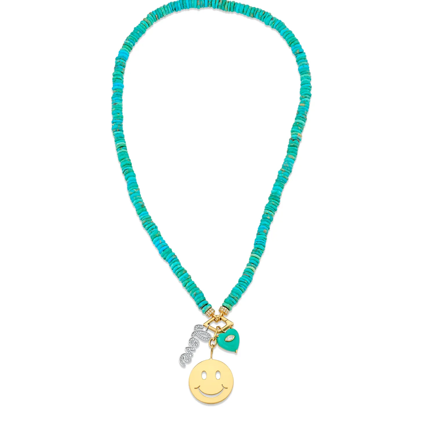 Gold & Diamond Cali Love Turquoise Necklace