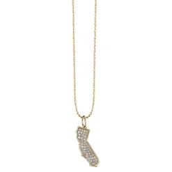 Gold & Diamond California State Necklace