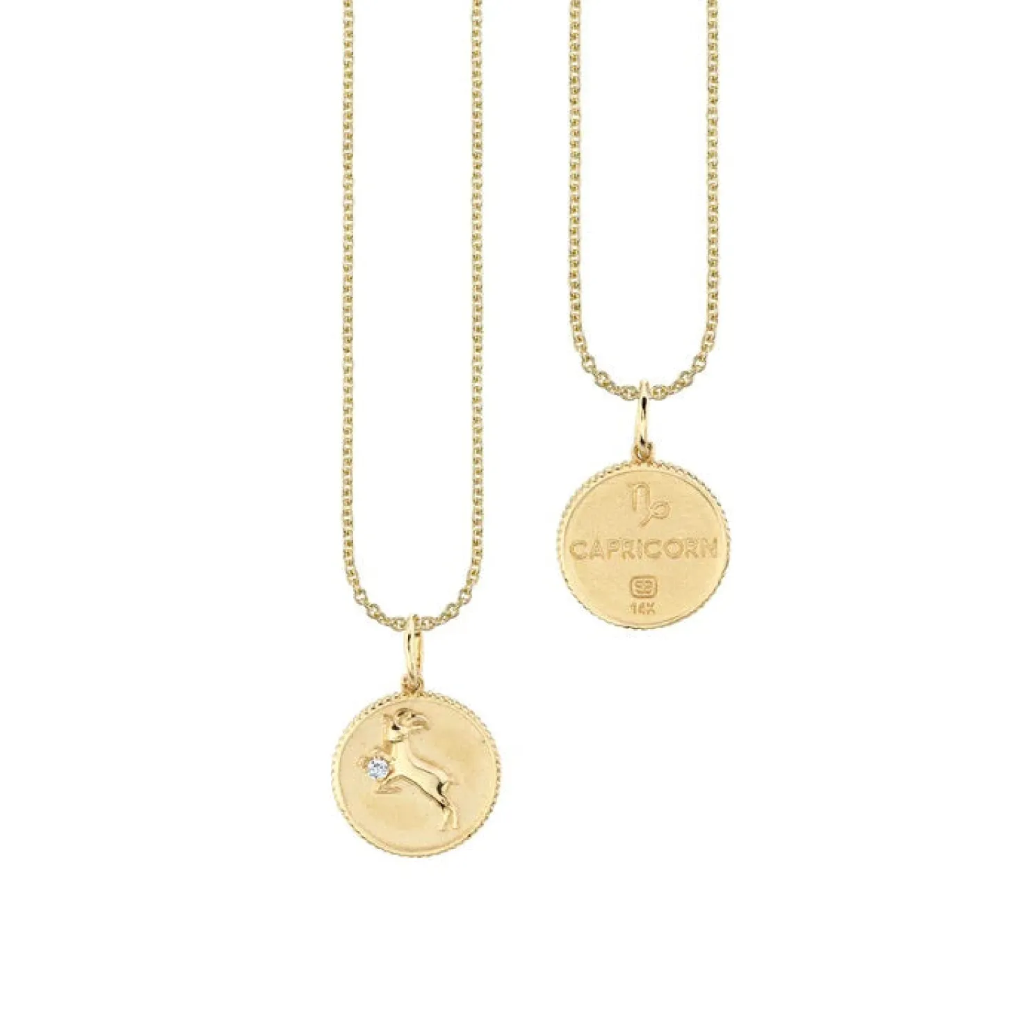 Gold & Diamond Capricorn Zodiac Medallion