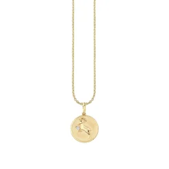 Gold & Diamond Capricorn Zodiac Medallion