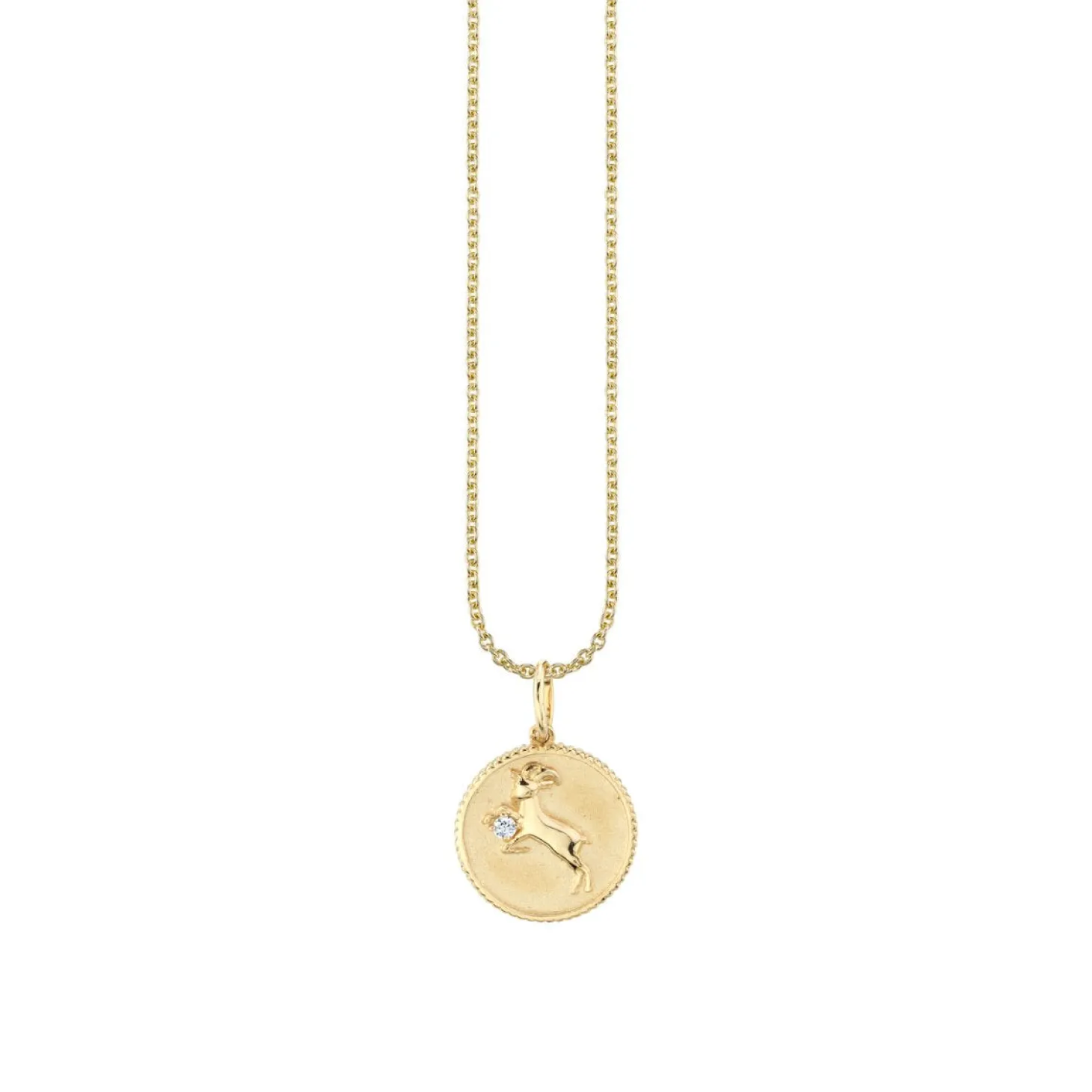 Gold & Diamond Capricorn Zodiac Medallion