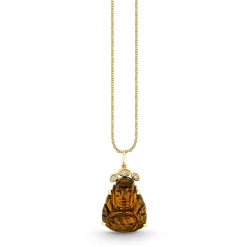Gold & Diamond Carved Buddha Charm
