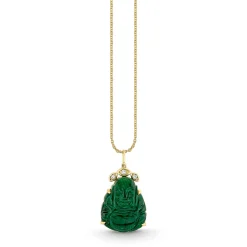 Gold & Diamond Carved Buddha Charm