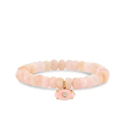 Gold & Diamond Carved Pink Opal Eye on Morganite