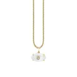 Gold & Diamond Carved Stone Bezel Eye Charm