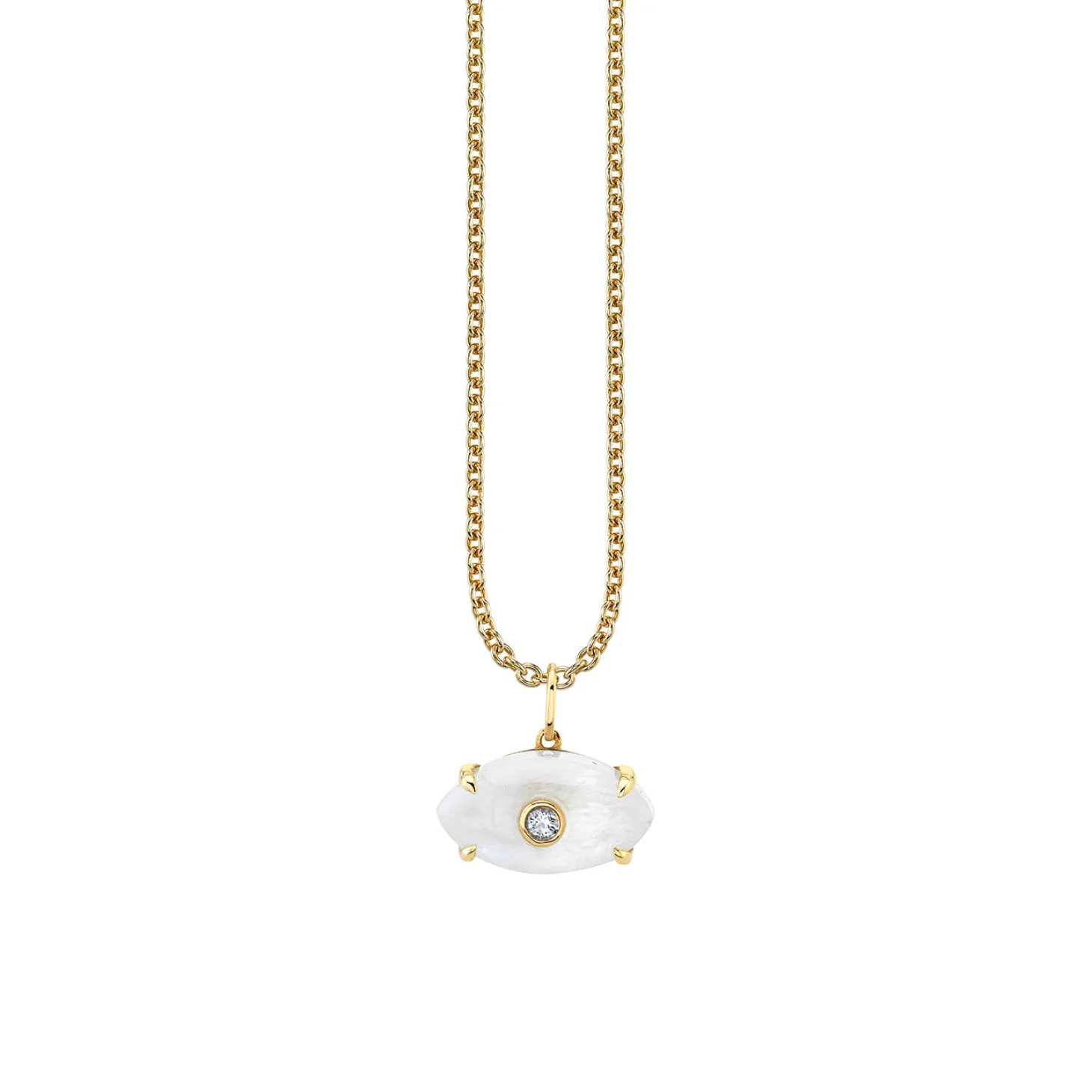Gold & Diamond Carved Stone Bezel Eye Charm