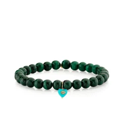 Gold & Diamond Carved Stone Heart on Malachite