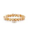 Gold & Diamond Carved Stone Eye on Tan Mother of Pearl