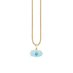 Gold & Diamond Carved Stone Bezel Eye Charm