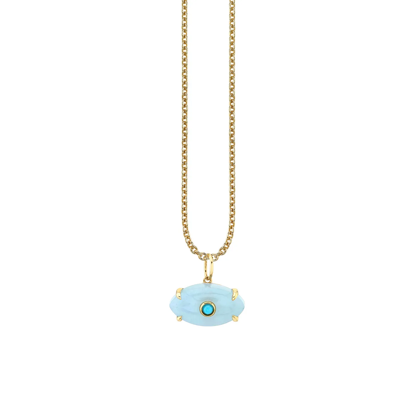 Gold & Diamond Carved Stone Bezel Eye Charm