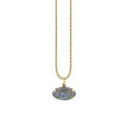 Gold & Diamond Carved Stone Bezel Eye Charm