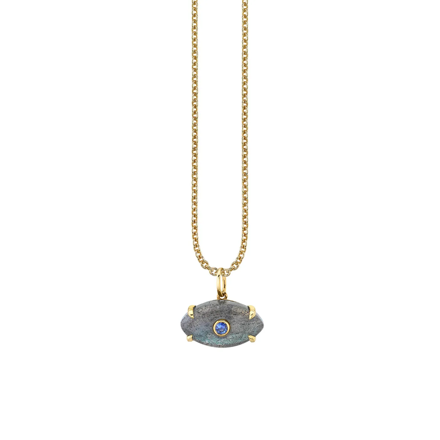 Gold & Diamond Carved Stone Bezel Eye Charm