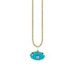 Gold & Diamond Carved Stone Bezel Eye Charm