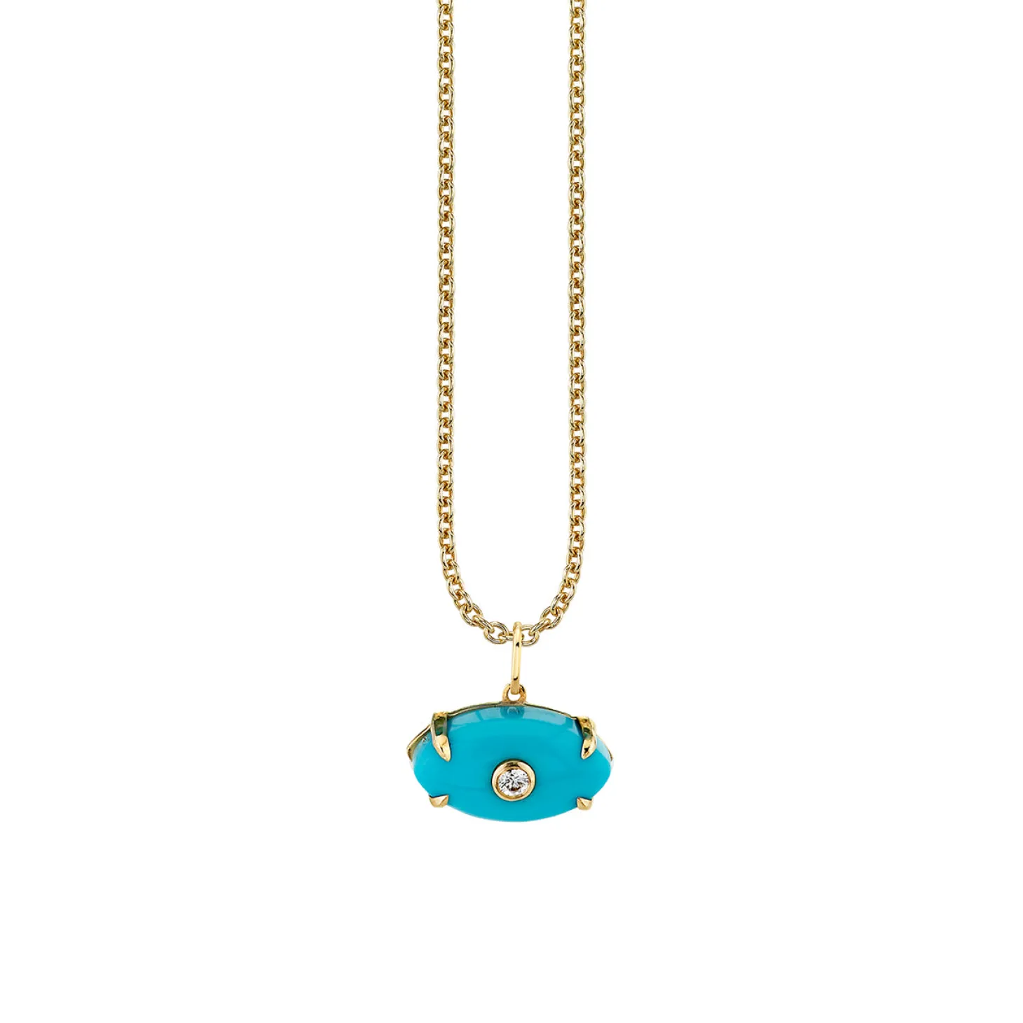 Gold & Diamond Carved Stone Bezel Eye Charm