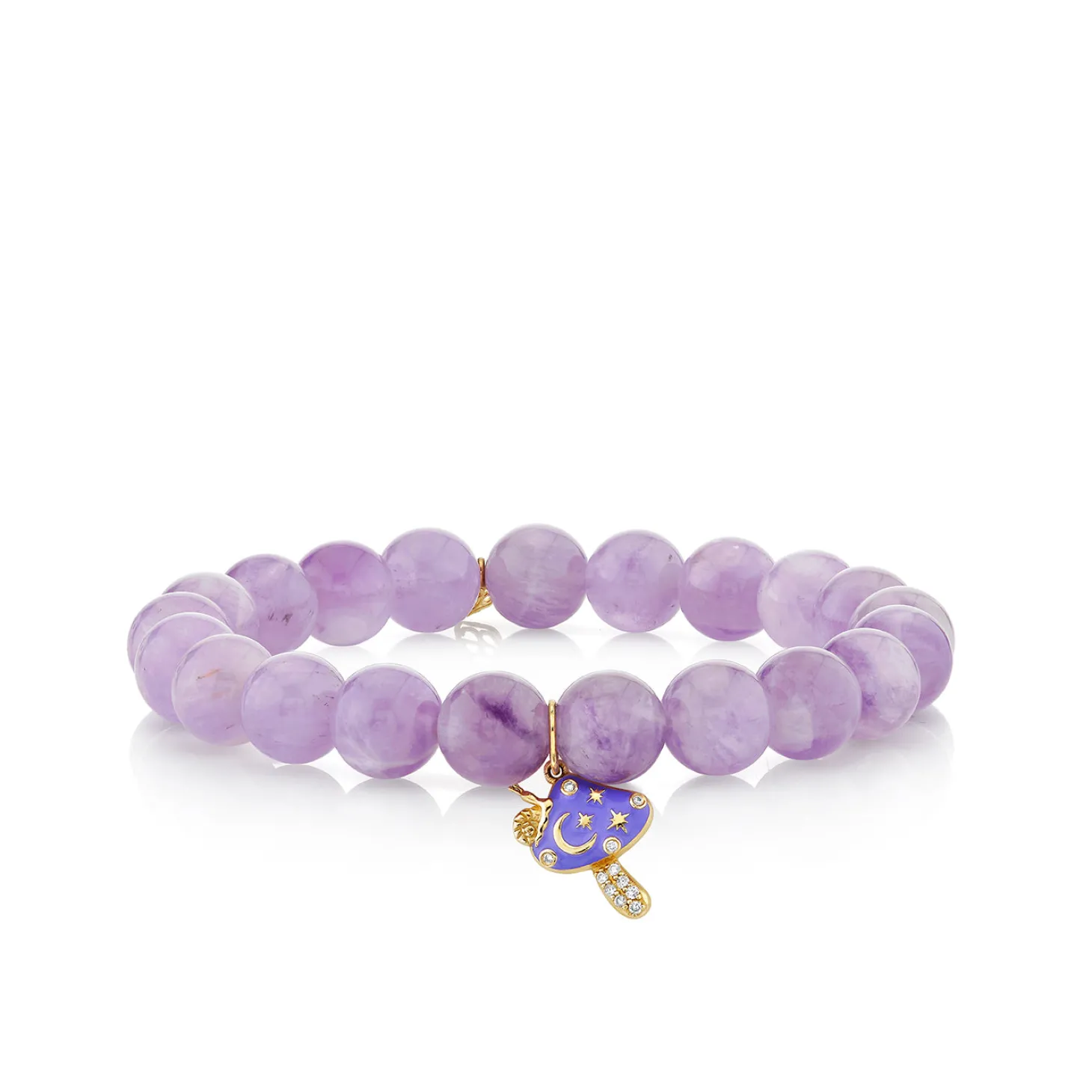 Gold & Diamond Celestial Enamel Mushroom on Lavender Amethyst