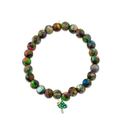 Gold & Diamond Celestial Enamel Mushroom on Jasper