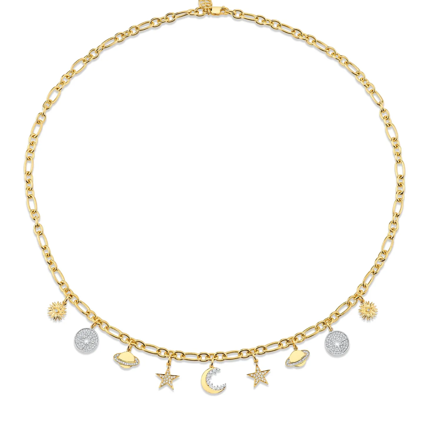 Gold & Diamond Celestial Multi-Charm Necklace