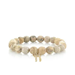 Gold & Diamond Chai Charm on African Opal