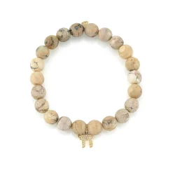 Gold & Diamond Chai Charm on African Opal