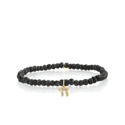 Gold & Diamond Chai on Black Spinel