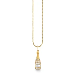 Gold & Diamond Champagne Bottle Charm