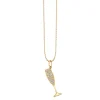 Gold & Diamond Champagne Glass Charm